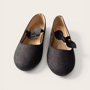 Sparkly Black Girls Shoes with Bow